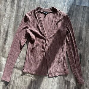 Dynamite Textured Plum Long Sleeve Top